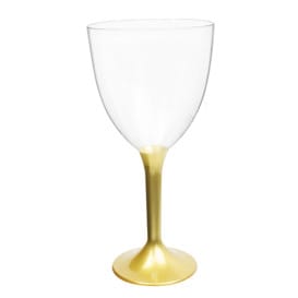 Copa Plástico Vino Pie Oro 300ml 2P (20 Uds)