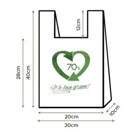Bolsa Plástico Camiseta 70% Reciclado 30x40cm G200 (1.500 Uds)