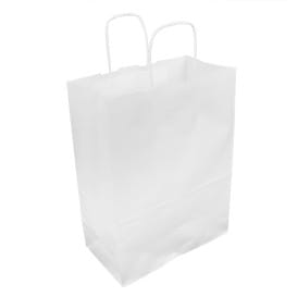 Bolsa Papel Kraft Blanca con Asas 100g/m² 25+13x33cm (200 Uds)