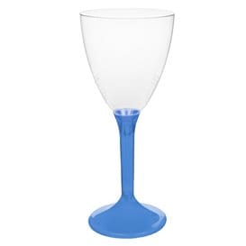 Copa Plástico Vino Pie Azul Transp. 180ml 2P (20 Uds)