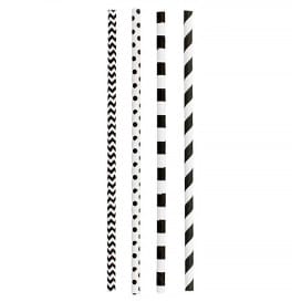 Pajita Recta de Papel Negro Ø6mm 20cm (200 Uds)