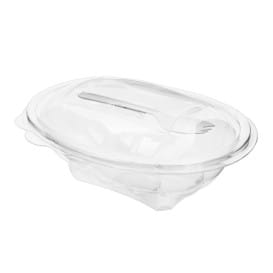 Bol Bisagra APET con Tenedor 500ml 190x140x76mm (100 Uds)