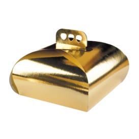 Caja Cartón para Tartas Oro Lazo 27,5x27,5x14 cm (100 Uds)