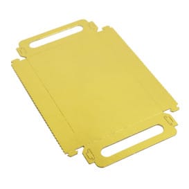 Bandeja Cartón Rectangular Oro Asas 12x19cm (100 Uds)