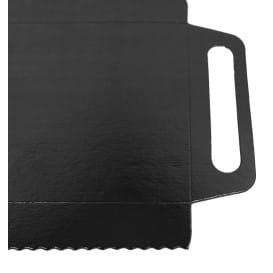 Bandeja Cartón Rectangular Negra Asas 30x12 cm (600 Uds)