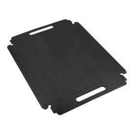 Bandeja Cartón Rectangular Negra Asas 22x28 cm (100 Uds)