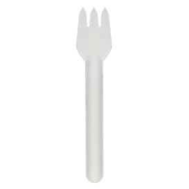 Tenedor de Caña de Azúcar Blanco 16cm (50 Uds)