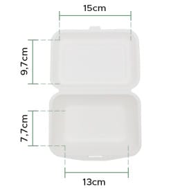 Envase MenuBox Caña Azúcar Blanco 180x125x70mm (50 Uds)