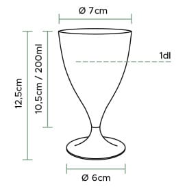 Copa de Plástico Reutilizable 2P Pie Transparente para Vino 200ml (400 Uds)