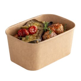 Envase Rectangular Kraft Microondable 1.000ml 17,2x12x7,5cm (50 Uds)