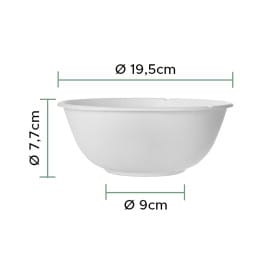 Bol Caña de Azucar Bagazo Blanco 1360ml (50 Uds)