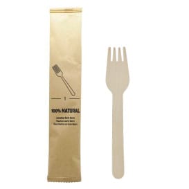 Tenedor de Madera Enfundado 16cm (50 Uds)