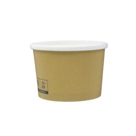 Tarrina de Cartón Kraft con Borde Blanco 250ml Ø9,0cm (25 Uds)