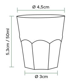 Vaso Reutilizable Irrompible PP Chupito Transparente Ø4,5cm 50ml (1000 Uds)
