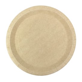 Plato de Cartón Redondo Antigrasa Kraft Ø26cm 245g/m² (50 Uds)
