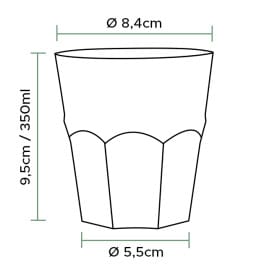 Vaso Reutilizable Irrompible PP Cocktail Transparente Ø8,4cm 350ml (20 Uds)