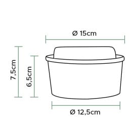 Tarrina de Cartón Kraft-Kraft con Tapa PET 750ml Ø15cm (50 Uds)