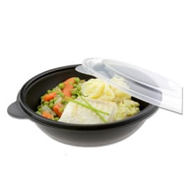 Tarrina de Plástico Negro PP con tapa 750ml Ø19x4cm (15 Uds)