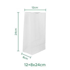 Bolsa de Papel Sin Asas Kraft Blanca 50g/m² 12+8x24cm (25 Uds)