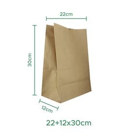 Bolsa de Papel Sin Asas Kraft 50g/m² 22+12x30cm (25 Uds)