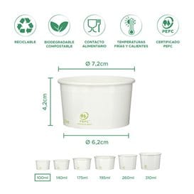 Tarrina de Cartón para Helados Ecológica 100ml (65 Uds)