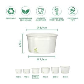 Tarrina de Cartón para Helados Ecológica 175ml (50 Uds)