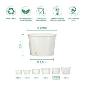 Tarrina de Cartón para Helados Ecológica 260ml (55 Uds)