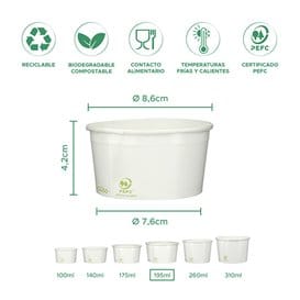 Tarrina de Cartón para Helados Ecológica 195ml (1260 Uds)