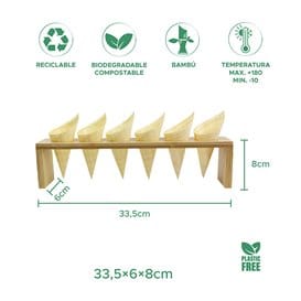 Soporte de Bambú con Conos 33,5x6x8cm (1 Ud)