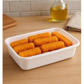 Tarrina Rectangular PP Blanca 500ml 17,4x11,6x3,5cm (25 Uds)