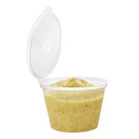 Tarrina Salsera Redonda Tapa Bisagra PP 120ml (1.000 Uds)