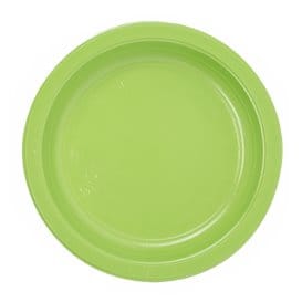 Plato de Plástico PS Reutilizable Llano Verde Lima Ø220mm (25 Uds)