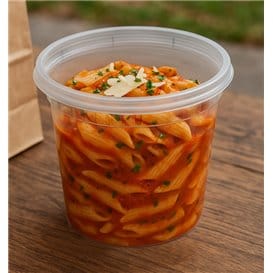 Envase de Plástico PP con Tapa Transparente “Deli Range” 710ml (40 Uds)