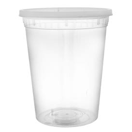 Envase de Plástico PP con Tapa Transparente “Deli Range” 920ml (40 Uds)