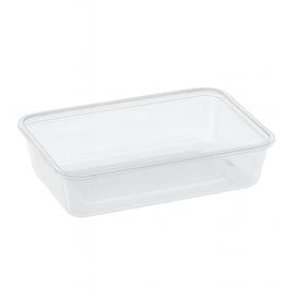 Envase Rectangular Plástico PP Transparente 500ml 17,4x11,6x3,5cm (25 Uds)