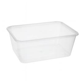 Envase Rectangular Plástico PP Transparente 1.000ml 17,4x11,5x8cm (25 Uds)