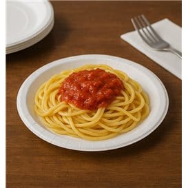 Plato de Cartón Redondo Antigrasa Blanco Ø18cm 220g/m² (50 Uds)