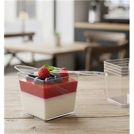 Cuchara degustación Reutilizable PS Transparente 10 cm (500 Uds)