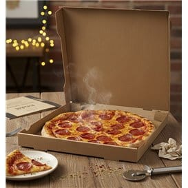 Caja de Cartón para Pizza Kraft 40x40x4cm (100 Uds)