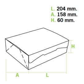 Caja Pasteleria Carton 20,4x15,8x6cm 1Kg. Blanca (200Uds)