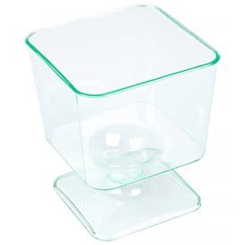 Copa de Plastico Cuadrada Verde Transp. con Pie 60 ml 