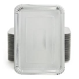 Bandeja de Carton Rectangular Plateada 25x34cm (100 Uds)