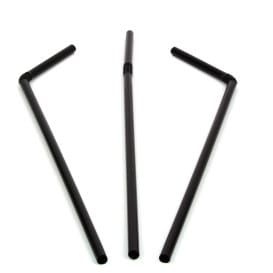 Pajita de Plastico Flexible Negra Ø5mm 21cm 