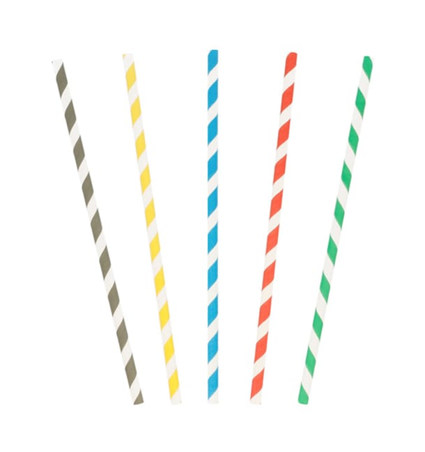 Pajita Recta de Papel Rayadas Ø6mm 20cm Pajita Recta de Papel Rayadas Ø6mm 20cm