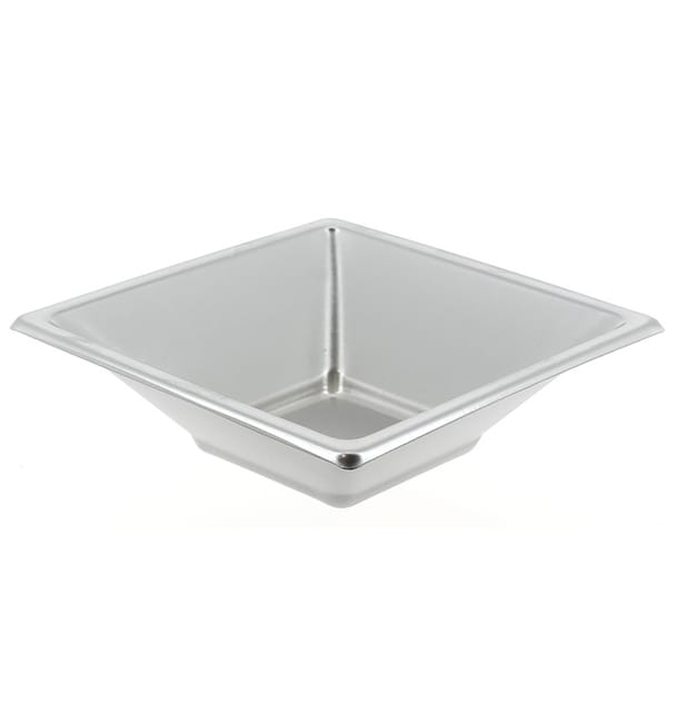 Bol de Plastico Cuadrado Plata 120x120x40mm Bol de Plastico Cuadrado Plata 120x120x40mm