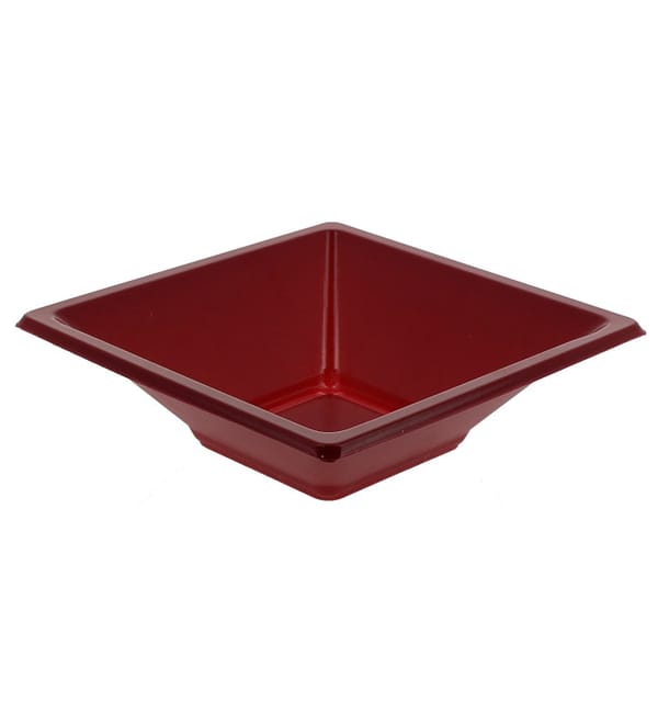 Bol de Plastico Cuadrado Burdeos 120X120X40mm Bol de Plastico Cuadrado Burdeos 120X120X40mm