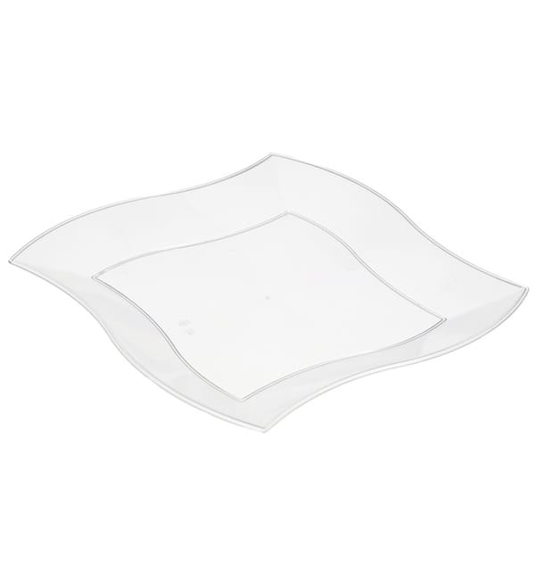 Plato de Plastico Llano Cuadrado Ondas Blanco 180 mm Plato de Plastico Llano Cuadrado Ondas Blanco 180 mm