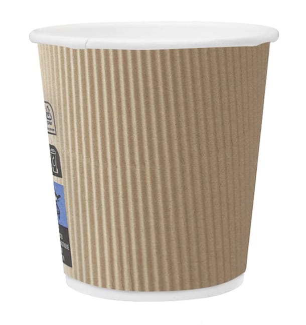 Vaso Cartón 4 Oz/120ml "Rizado Kraft" Marrón Ø6,0cm (40 Uds)