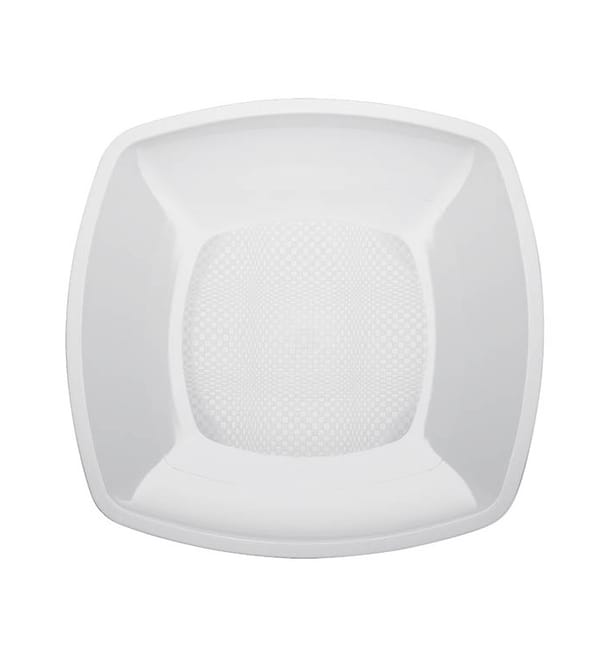 Plato Duro Reutilizable PP Llano Blanco Square 23cm (25 Uds)