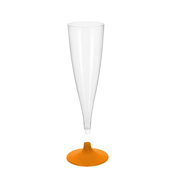 Copa de Plastico Cava con Pie Naranja Transp. 140ml (20 Uds) Copa de Plastico Cava con Pie Naranja Transp. 140ml (20 Uds)